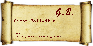 Girst Bolivár névjegykártya